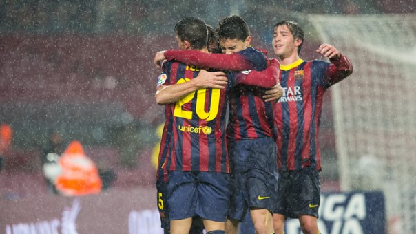 برشلونة تأهل الى نصف نهائي كأس اسبانيا بفوزه على ليفانتي 5-1 كأس اسبانيا : تأهل برشلونة الى الدور نصف نهائي