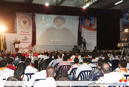 سماحة السيد نصر الله يتحدث خلال احتفال كشافة الإمام المهدي بعيدها 29 كشافة الإمام المهدي احتفلت بعيدها 29