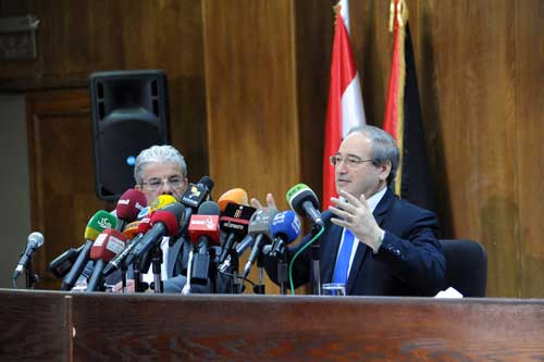 نائب وزير الخارجية السوري فيصل المقداد سوريا تبدي استعدادها للتعاون مع اي دولة لمحاربة الارهاب إلا مع من يموّلونه