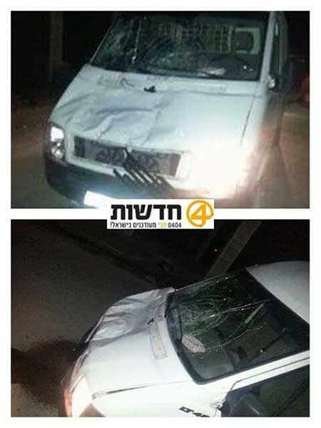 المركبة التي قيل انهه فيها نفذت عملية الدهس عمليتا دهس في القدس المحتلة والخليل والحصيلة قتلى وجرحى بين الجنود والمستوطنين