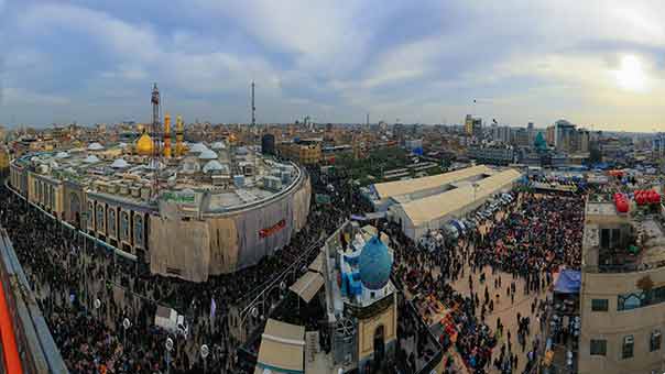 يا حسين نداء ملايين الزوار الذين احتشدوا في كربلاء لاحياء أربعينية الحسين &rsquo;ع&rsquo;