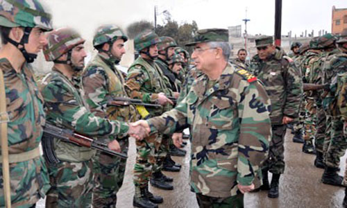 العماد أيوب يتفقد وحدات الجيش السوري في اللاذقية مقتل وجرح العشرات من ’النصرة’ في حلب بينهم 6 ليبيين