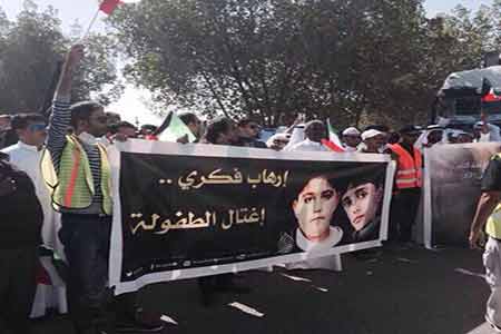 اغتيال الطفولة تشييع شهداء تفجير مسجد الامام الصادق (ع) في الكويت