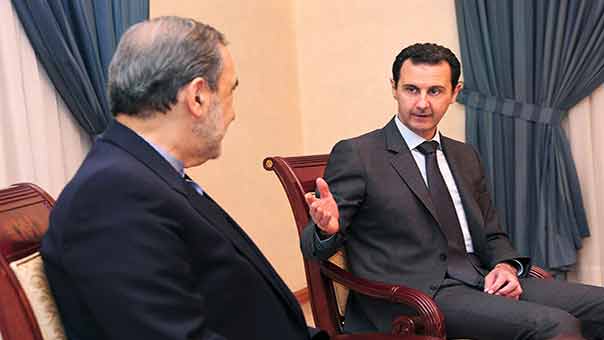 الأسد التقى ولايتي: الدول التي أججت الارهاب في سوريا تواصل دعم الارهابيين سرا وعلنا
