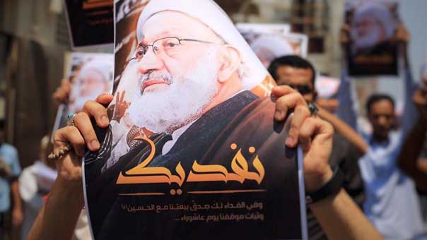 نظام آل خليفة يرجئ محاكمة آية الله قاسم.. والشعب يرتدي الأكفان دفاعًا
