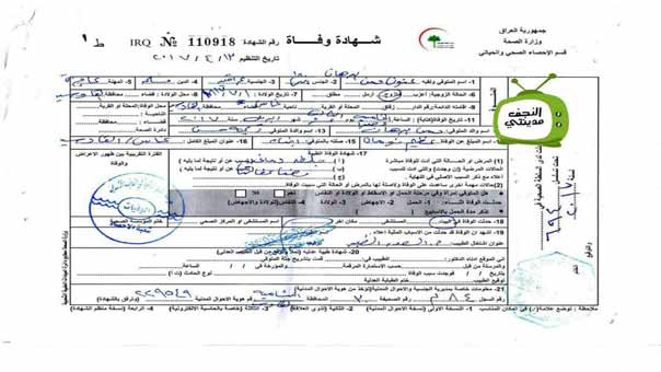 النجف الاشرف: وفاة إمرأة عن عمر 200 عام