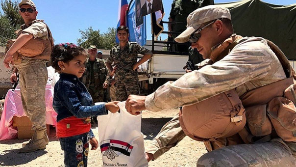 مساعدات إنسانية روسية لسكان غوطة دمشق الشرقية