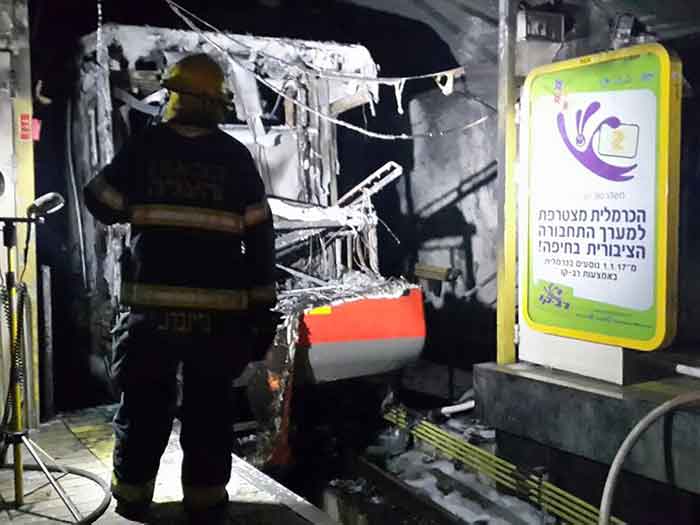 اندلاع حريق في محطات قطار نفق &rsquo;كرمل&rsquo; في حيفا