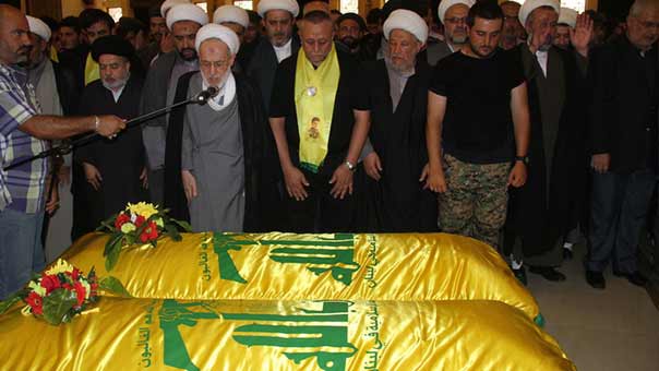 حزب الله و أهالي النبطية يشيعون الشهيدين قاسم سليمان وحسن حمادي