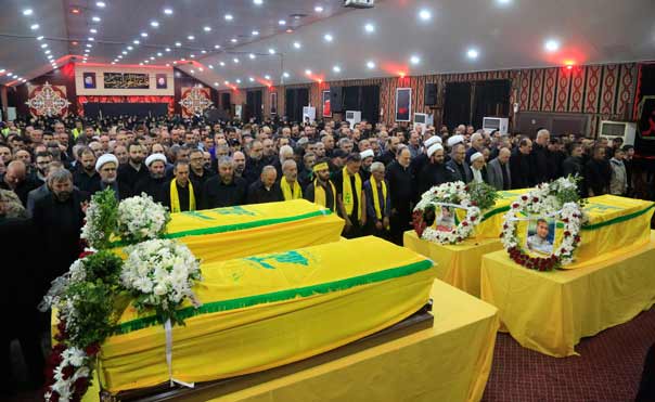 حزب الله يشيع ثلة من الشهداء الى مثواهم الاخير في روضة الحوراء زينب بالغبيري