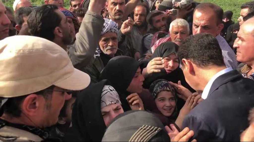 بالفيديو .. الرئيس الاسد يجول في الغوطة الشرقية