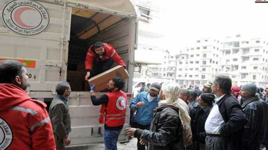 وصول مساعدات غذائية وإغاثية لأهالي عين ترما بالغوطة الشرقية