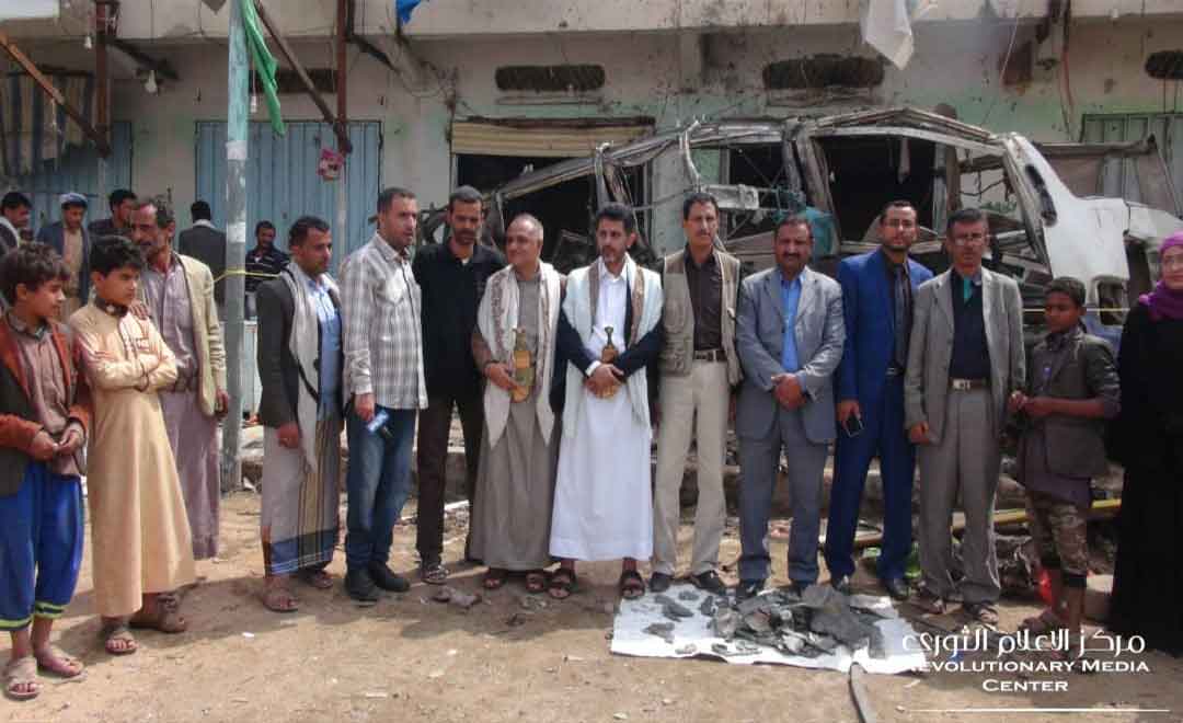  فريق إعلامي يزور مسرح جريمة العدوان السعودي في ضحيان بصعدة